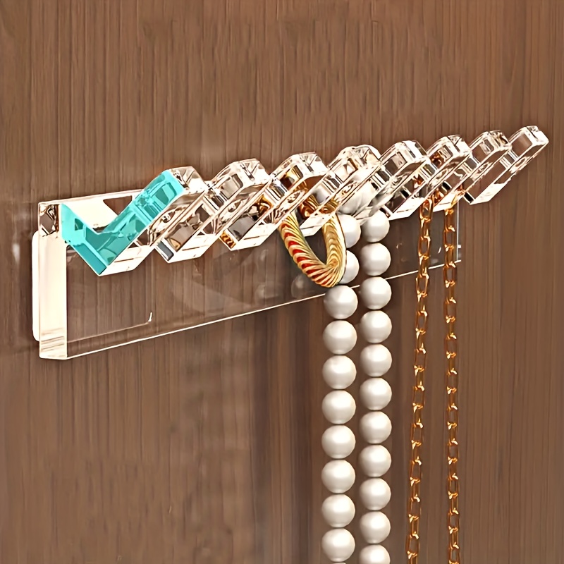 8-Hook Transparent Acrylic Wall-Mounted Jewelry Organizer